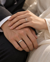 Eterna Diamond Wedding Set in Platinum, couple worn view | SARATTI