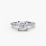 ÉTERNELLE II – Asscher Cut Pavé Solitaire Ring Setting in 950 Platinum | SARATTI