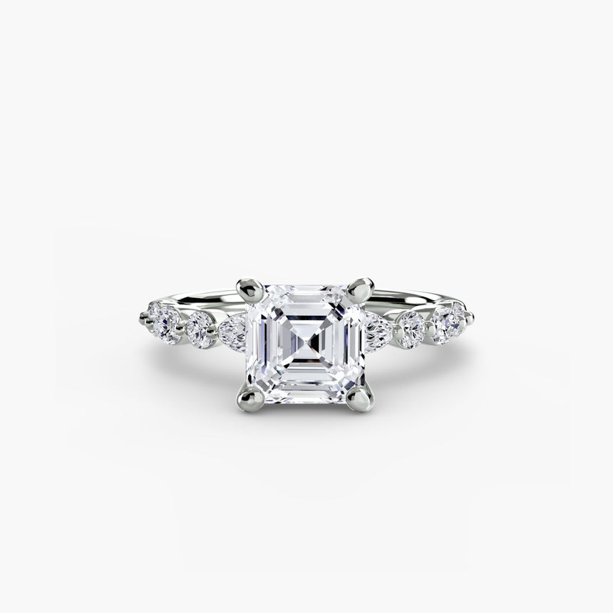 ÉTERNELLE II – Asscher Cut Pavé Solitaire Ring Setting in 950 Platinum | SARATTI