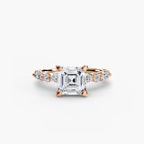 ÉTERNELLE II – Asscher Cut Pavé Solitaire Ring Setting in Rose Gold | SARATTI