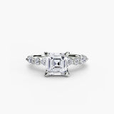 ÉTERNELLE II – Asscher Cut Pavé Solitaire Ring Setting in White Gold | SARATTI