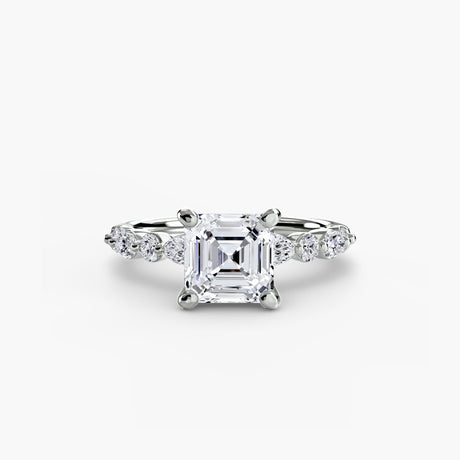 ÉTERNELLE II – Asscher Cut Pavé Solitaire Ring Setting in White Gold | SARATTI