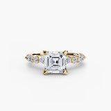 ÉTERNELLE II – Asscher Cut Pavé Solitaire Ring Setting in Yellow Gold | SARATTI