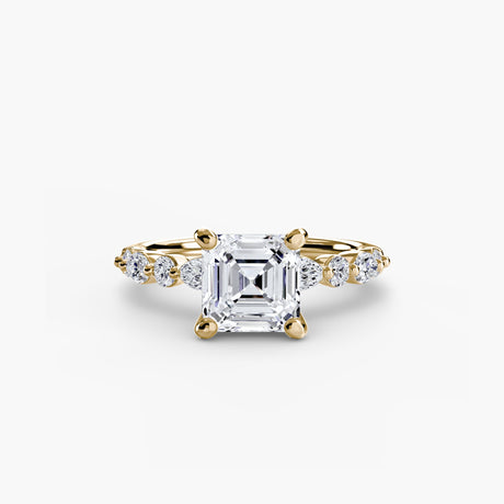 ÉTERNELLE II – Asscher Cut Pavé Solitaire Ring Setting in Yellow Gold | SARATTI