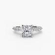 ÉTERNELLE II Cushion Cut pavé solitaire ring setting in White Gold | SARATTI