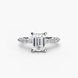 ÉTERNELLE II Emerald Cut Pavé Solitaire Ring Setting in 950 Platinum | SARATTI