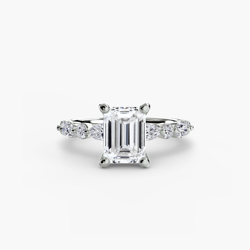 ÉTERNELLE II Emerald Cut Pavé Solitaire Ring Setting in 950 Platinum | SARATTI