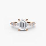 ÉTERNELLE II Emerald Cut Pavé Solitaire Ring Setting in Rose Gold | SARATTI