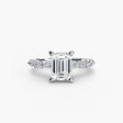 ÉTERNELLE II Emerald Cut Pavé Solitaire Ring Setting in White Gold | SARATTI