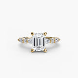 ÉTERNELLE II Emerald Cut Pavé Solitaire Ring Setting in Yellow Gold | SARATTI