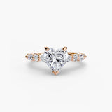 ÉTERNELLE II Heart Cut Pavé Solitaire Ring Setting in Rose Gold | SARATTI