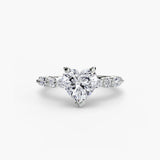 ÉTERNELLE II Heart Cut Pavé Solitaire Ring Setting in White Gold | SARATTI