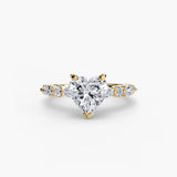 ÉTERNELLE II Heart Cut Pavé Solitaire Ring Setting in Yellow Gold | SARATTI