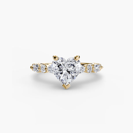 ÉTERNELLE II Heart Cut Pavé Solitaire Ring Setting in Yellow Gold | SARATTI