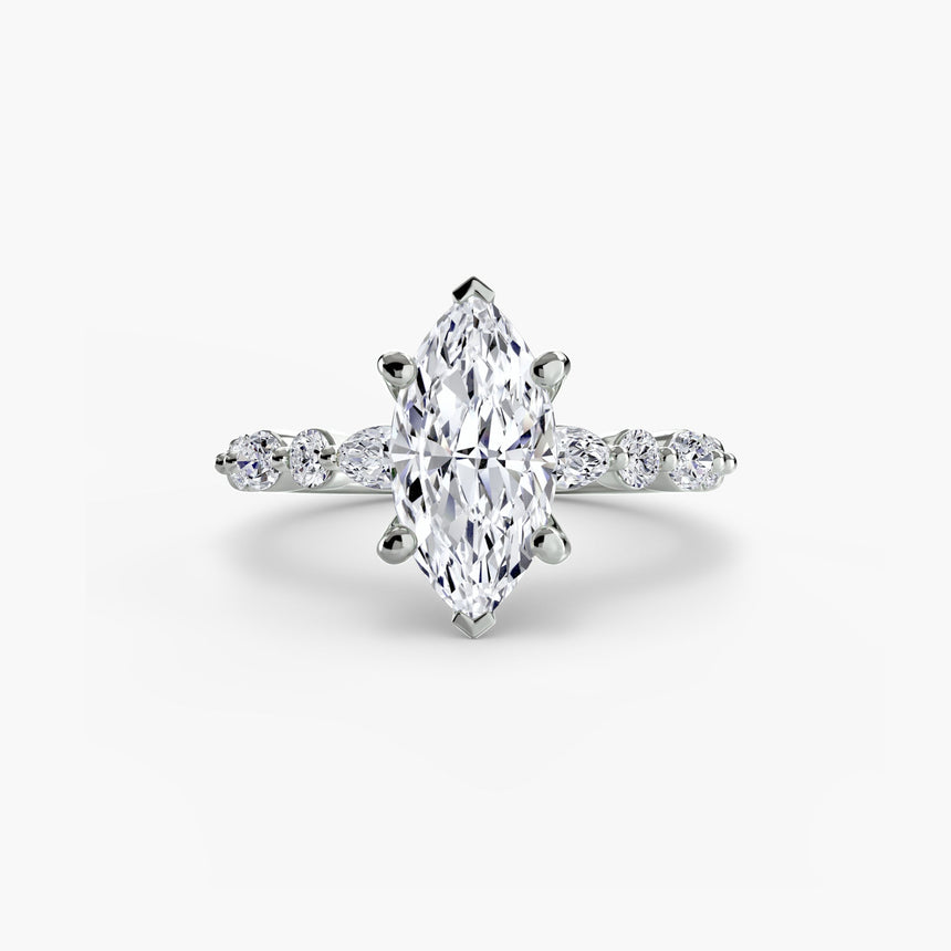 ÉTERNELLE II – Marquise Cut Pavé Solitaire Ring Setting in 950 Platinum | SARATTI