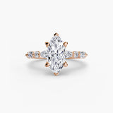ÉTERNELLE II – Marquise Cut Pavé Solitaire Ring Setting in Rose Gold | SARATTI