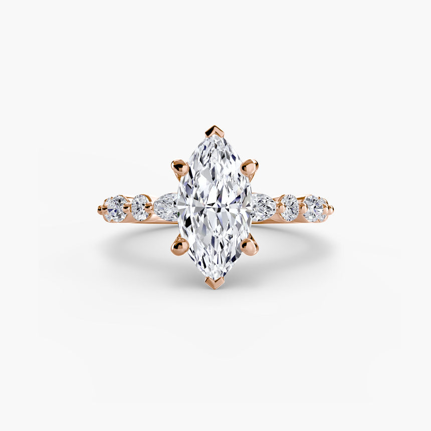 ÉTERNELLE II – Marquise Cut Pavé Solitaire Ring Setting in Rose Gold | SARATTI