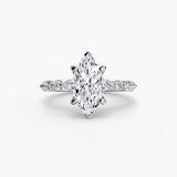 ÉTERNELLE II – Marquise Cut Pavé Solitaire Ring Setting in White Gold | SARATTI