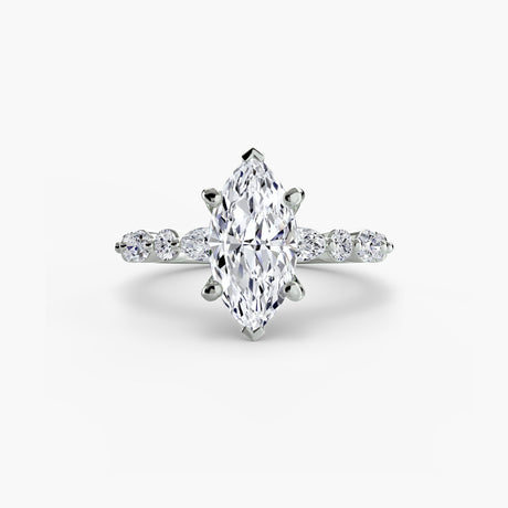 ÉTERNELLE II – Marquise Cut Pavé Solitaire Ring Setting in White Gold | SARATTI