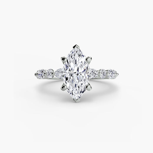 ÉTERNELLE II – Marquise Cut Pavé Solitaire Ring Setting in White Gold | SARATTI