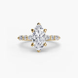 ÉTERNELLE II – Marquise Cut Pavé Solitaire Ring Setting in Yellow Gold | SARATTI
