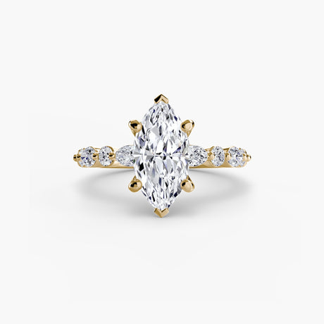 ÉTERNELLE II – Marquise Cut Pavé Solitaire Ring Setting in Yellow Gold | SARATTI