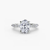 ÉTERNELLE II oval cut pavé solitaire ring setting in platinum | SARATTI