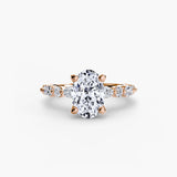 ÉTERNELLE II oval cut pavé solitaire ring setting in rose gold | SARATTI