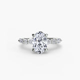 ÉTERNELLE II oval cut pavé solitaire ring setting in white gold | SARATTI