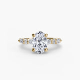 ÉTERNELLE II oval cut pavé solitaire ring setting in yellow gold | SARATTI