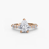 ÉTERNELLE II – Pear Cut Pavé Solitaire Ring Setting in Rose Gold | SARATTI
