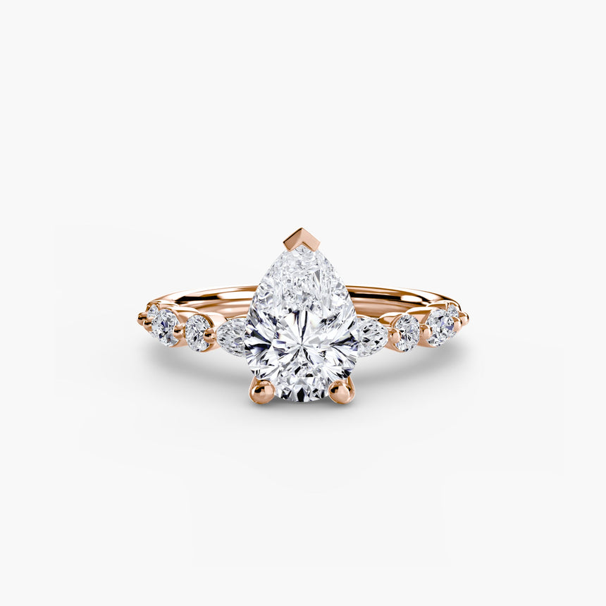 ÉTERNELLE II – Pear Cut Pavé Solitaire Ring Setting in Rose Gold | SARATTI