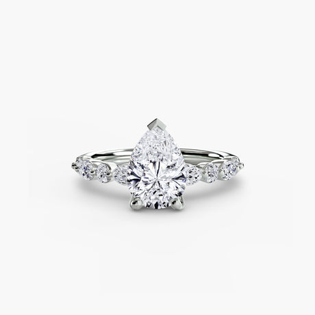 ÉTERNELLE II – Pear Cut Pavé Solitaire Ring Setting in White Gold | SARATTI