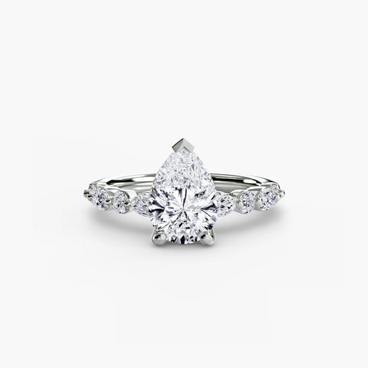 ÉTERNELLE II – Pear Cut Pavé Solitaire Ring Setting in White Gold | SARATTI
