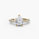 ÉTERNELLE II – Pear Cut Pavé Solitaire Ring Setting in Yellow Gold | SARATTI