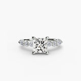 ÉTERNELLE II – Princess Cut Pavé Solitaire Ring Setting in White Gold | SARATTI