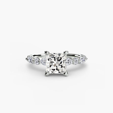 ÉTERNELLE II – Princess Cut Pavé Solitaire Ring Setting in White Gold | SARATTI