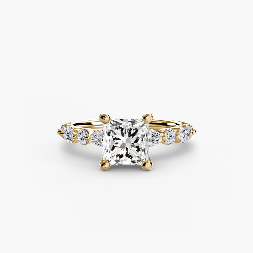 ÉTERNELLE II – Princess Cut Pavé Solitaire Ring Setting in Yellow Gold | SARATTI
