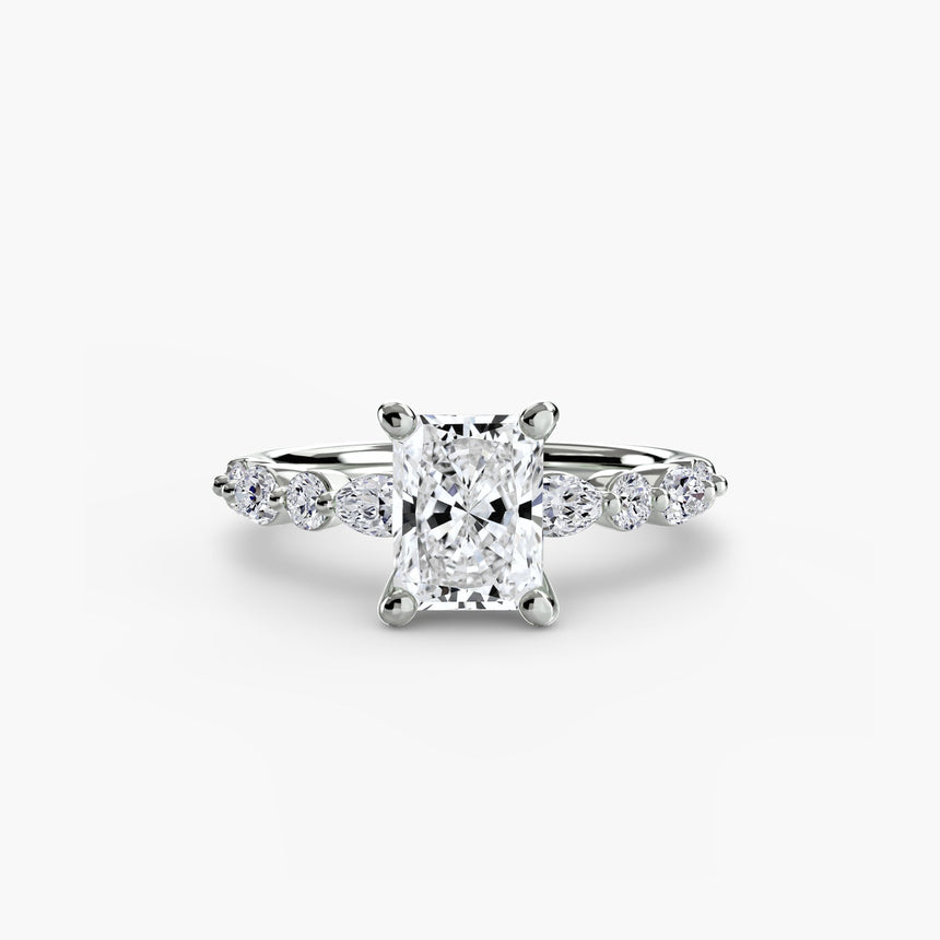 ÉTERNELLE II Radiant Cut Pavé Solitaire Ring Setting in 950 Platinum | SARATTI