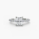 ÉTERNELLE II Radiant Cut Pavé Solitaire Ring Setting in White Gold | SARATTI