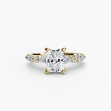 ÉTERNELLE II Radiant Cut Pavé Solitaire Ring Setting in Yellow Gold | SARATTI