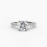 ÉTERNELLE II – Round Cut Pavé Solitaire Ring Setting in 950 Platinum | SARATTI