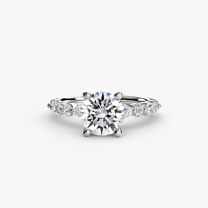 ÉTERNELLE II – Round Cut Pavé Solitaire Ring Setting in 950 Platinum | SARATTI