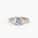 ÉTERNELLE II – Round Cut Pavé Solitaire Ring Setting in Rose Gold | SARATTI