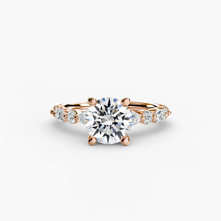 ÉTERNELLE II – Round Cut Pavé Solitaire Ring Setting in Rose Gold | SARATTI