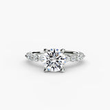 ÉTERNELLE II – Round Cut Pavé Solitaire Ring Setting in White Gold | SARATTI
