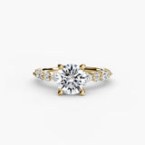 ÉTERNELLE II – Round Cut Pavé Solitaire Ring Setting in Yellow Gold | SARATTI