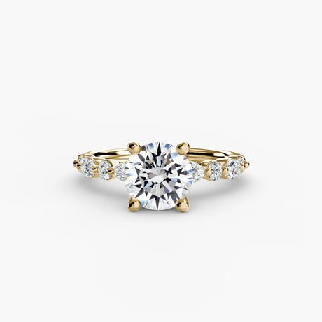 ÉTERNELLE II – Round Cut Pavé Solitaire Ring Setting in Yellow Gold | SARATTI