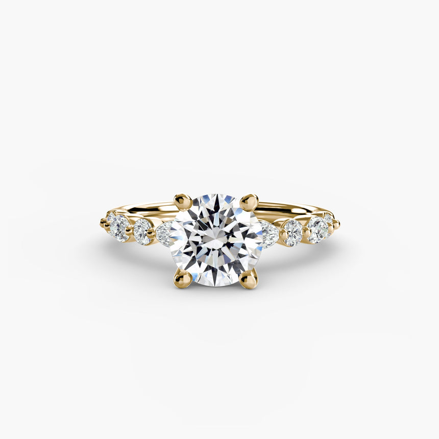 ÉTERNELLE II – Round Cut Pavé Solitaire Ring Setting in Yellow Gold | SARATTI