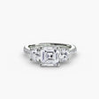 ÉTERNITÉ – Asscher Cut Three-Stone Pavé Ring Setting in White Gold | SARATTI